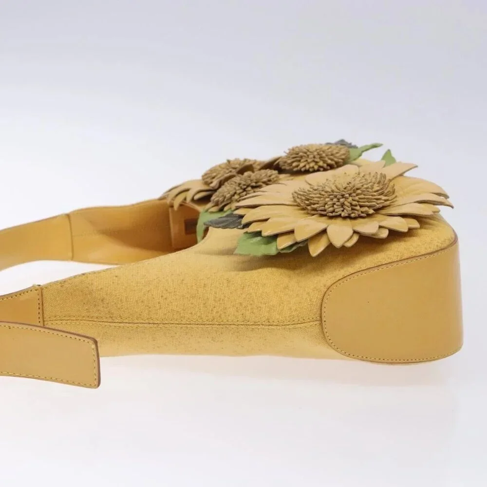 Salvatore Ferragamo Sunflower Shoulder Bag Canvas Yellow Auth 133137 - Picture 5 of 16